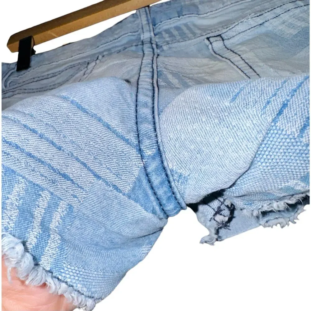 Etienne Marcel Patchwork Jean Shorts Women's Size 27 Hot Pants Blue Low Rise - Picture 8 of 10